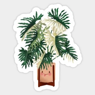 Cute Plant Illustration, Philodendron Plant Illustration Sticker